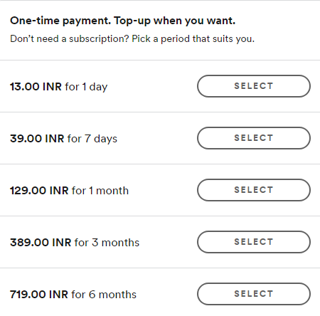 Spotify rates in India